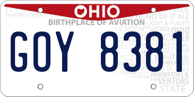 OH license plate GOY8381