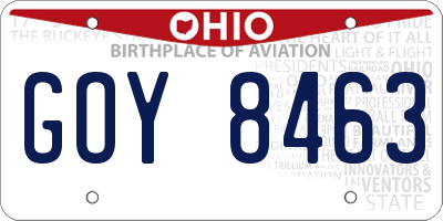 OH license plate GOY8463