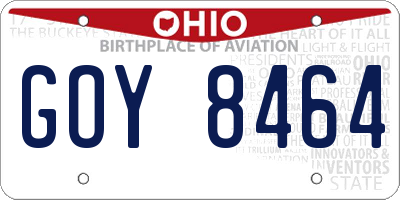 OH license plate GOY8464