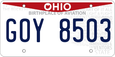 OH license plate GOY8503