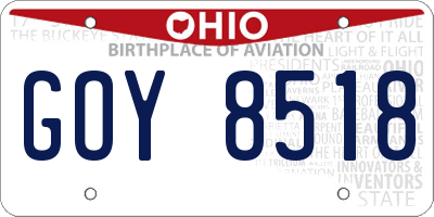 OH license plate GOY8518