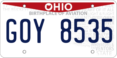 OH license plate GOY8535