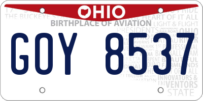 OH license plate GOY8537