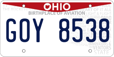 OH license plate GOY8538