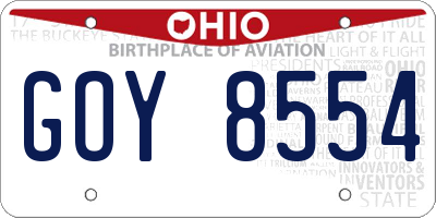 OH license plate GOY8554