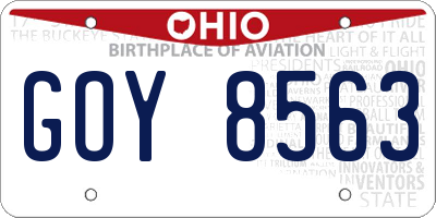 OH license plate GOY8563