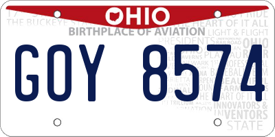 OH license plate GOY8574