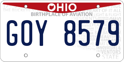 OH license plate GOY8579