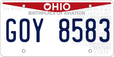 OH license plate GOY8583