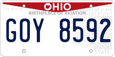 OH license plate GOY8592