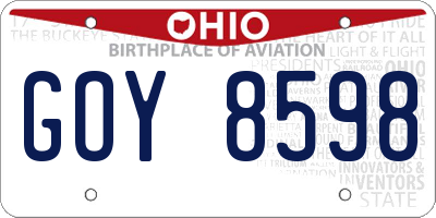 OH license plate GOY8598