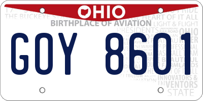 OH license plate GOY8601