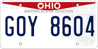 OH license plate GOY8604