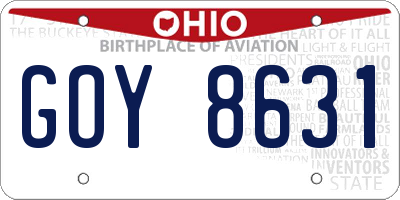 OH license plate GOY8631