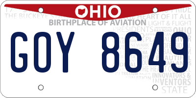 OH license plate GOY8649