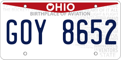 OH license plate GOY8652