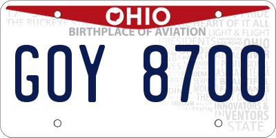 OH license plate GOY8700