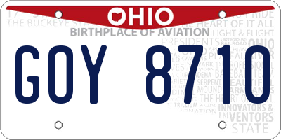 OH license plate GOY8710