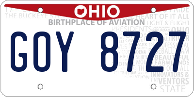 OH license plate GOY8727