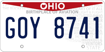 OH license plate GOY8741