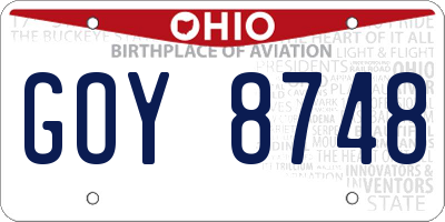 OH license plate GOY8748