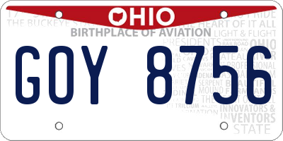 OH license plate GOY8756