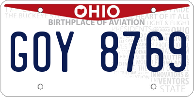 OH license plate GOY8769
