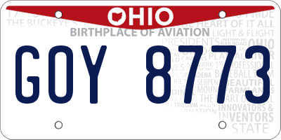 OH license plate GOY8773