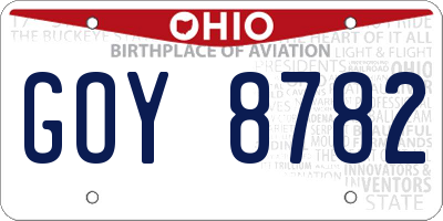 OH license plate GOY8782