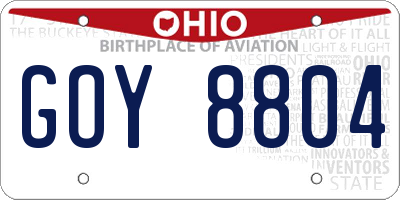 OH license plate GOY8804