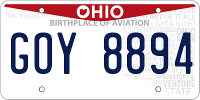 OH license plate GOY8894