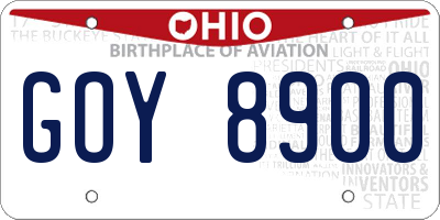 OH license plate GOY8900