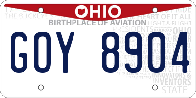 OH license plate GOY8904