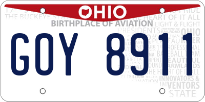 OH license plate GOY8911