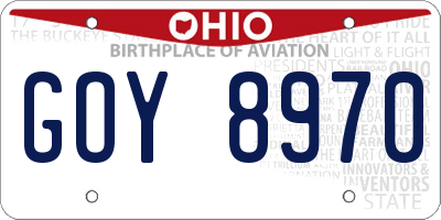 OH license plate GOY8970