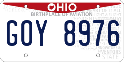 OH license plate GOY8976