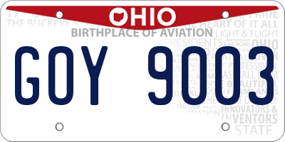 OH license plate GOY9003