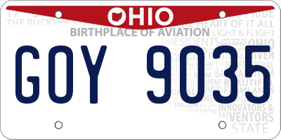 OH license plate GOY9035