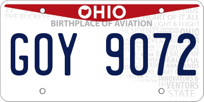 OH license plate GOY9072