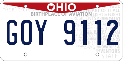 OH license plate GOY9112