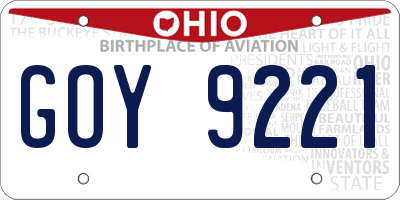 OH license plate GOY9221