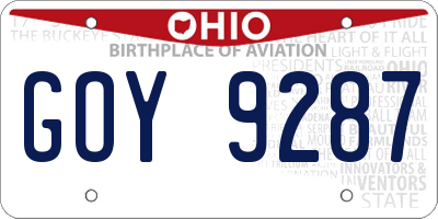 OH license plate GOY9287