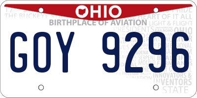 OH license plate GOY9296