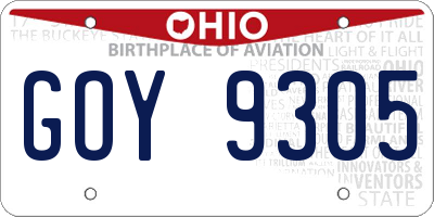 OH license plate GOY9305
