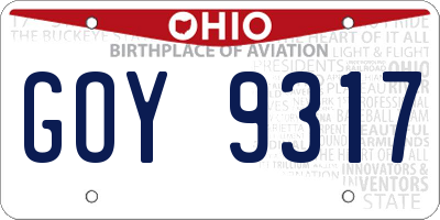 OH license plate GOY9317