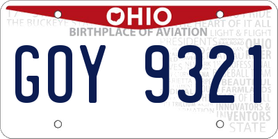 OH license plate GOY9321