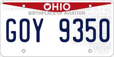 OH license plate GOY9350