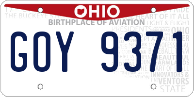 OH license plate GOY9371