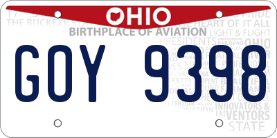 OH license plate GOY9398