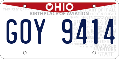 OH license plate GOY9414